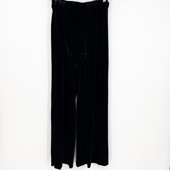 Vtg Cache Black Velvet Wide Leg Belted Pants Size 6 USA Made Elegant Evening - Picture 1 of 7